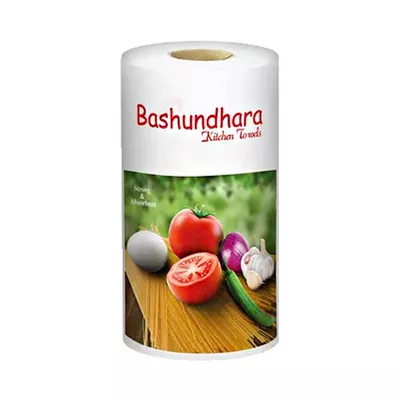 Absorbent kitchen towel roll for cleaning tasks.