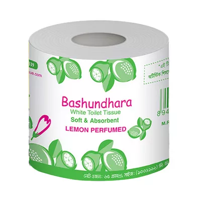 Lemon-perfumed white toilet tissue for freshness.