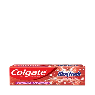 Red gel toothpaste for fresh breath.