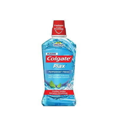 Large pack peppermint mouthwash for fresh breath.