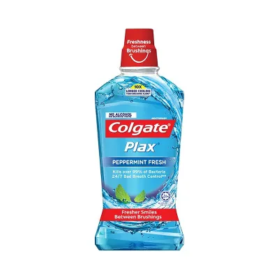 Peppermint mouthwash for complete oral care.