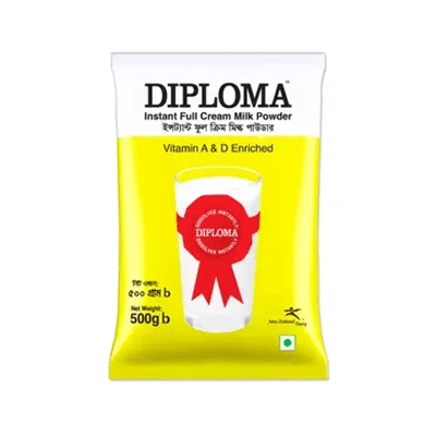 Diploma instant full cream milk powder 500gm nutritious.