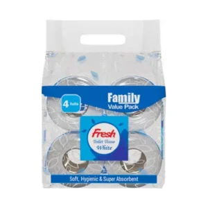 Family pack of soft toilet tissues for household use.