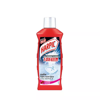 Rose-scented bathroom liquid cleaner.