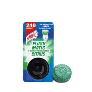 Single citrus-scented toilet cleaning block.