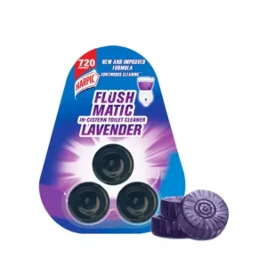 Lavender-scented toilet cleaning blocks.