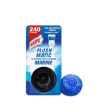 Single marine-scented toilet cleaning block.