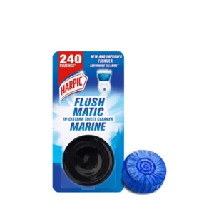 Single marine-scented toilet cleaning block.