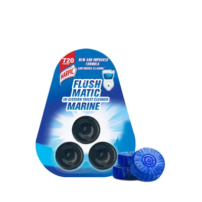 Marine-scented toilet cleaning blocks.