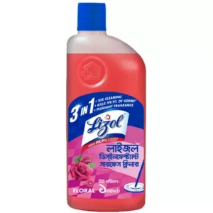Floral disinfectant floor cleaner for germ-free surfaces.