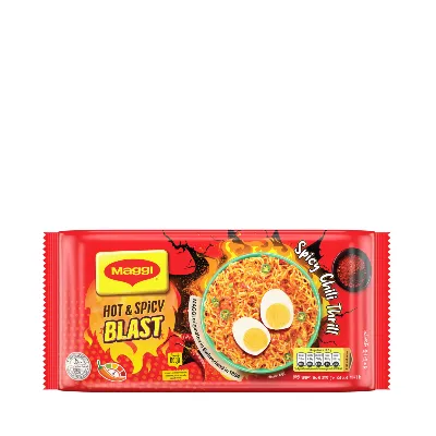 Maggi Spicy Blast Noodles 8 Pack spicy flavor.