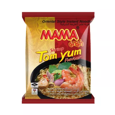 Mama Os Instant Noodles Shrimp Tom Yum 60gm tom yum flavor.