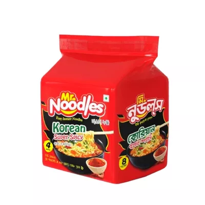 Mr Noodles Korean Super Spicy 248gm regular pack.