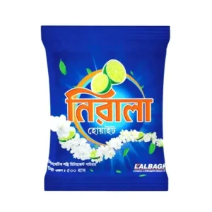 Nirala white detergent powder 500gm whitening action.