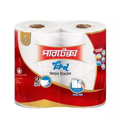 Double pack of kitchen towel rolls for household cleaning.