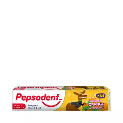 Orange-flavored toothpaste for fresh breath.