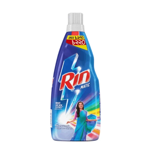 Rin liquid detergent 800ml effective stain removal.