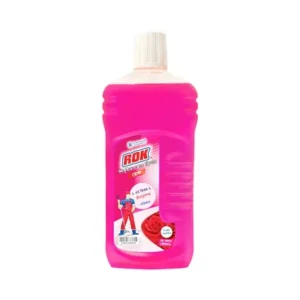 Rose-scented disinfectant floor cleaner for hygiene.