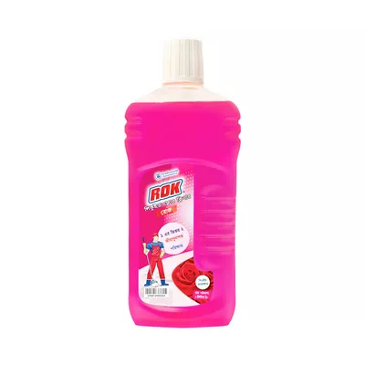 Rose-scented disinfectant floor cleaner for hygiene.