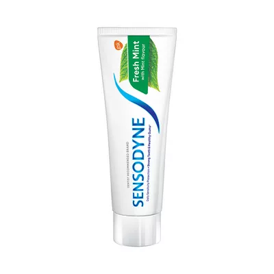 Fresh mint toothpaste for sensitive teeth.