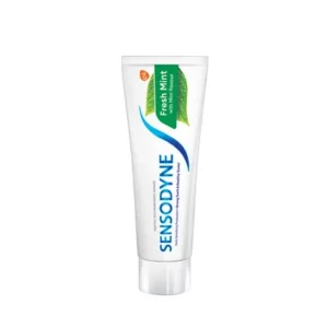 Compact fresh mint toothpaste for sensitivity.