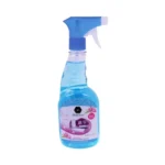 Blue formula glass cleaner for crystal clear windows.