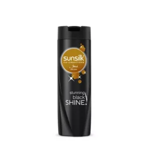 Travel-size black shine shampoo.