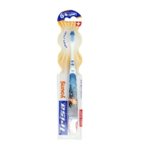 Child-friendly toothbrush for 6-year-olds.