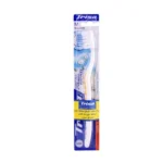 Medium bristle toothbrush for effective cleaning.