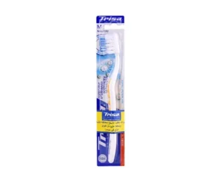 Medium bristle toothbrush for effective cleaning.